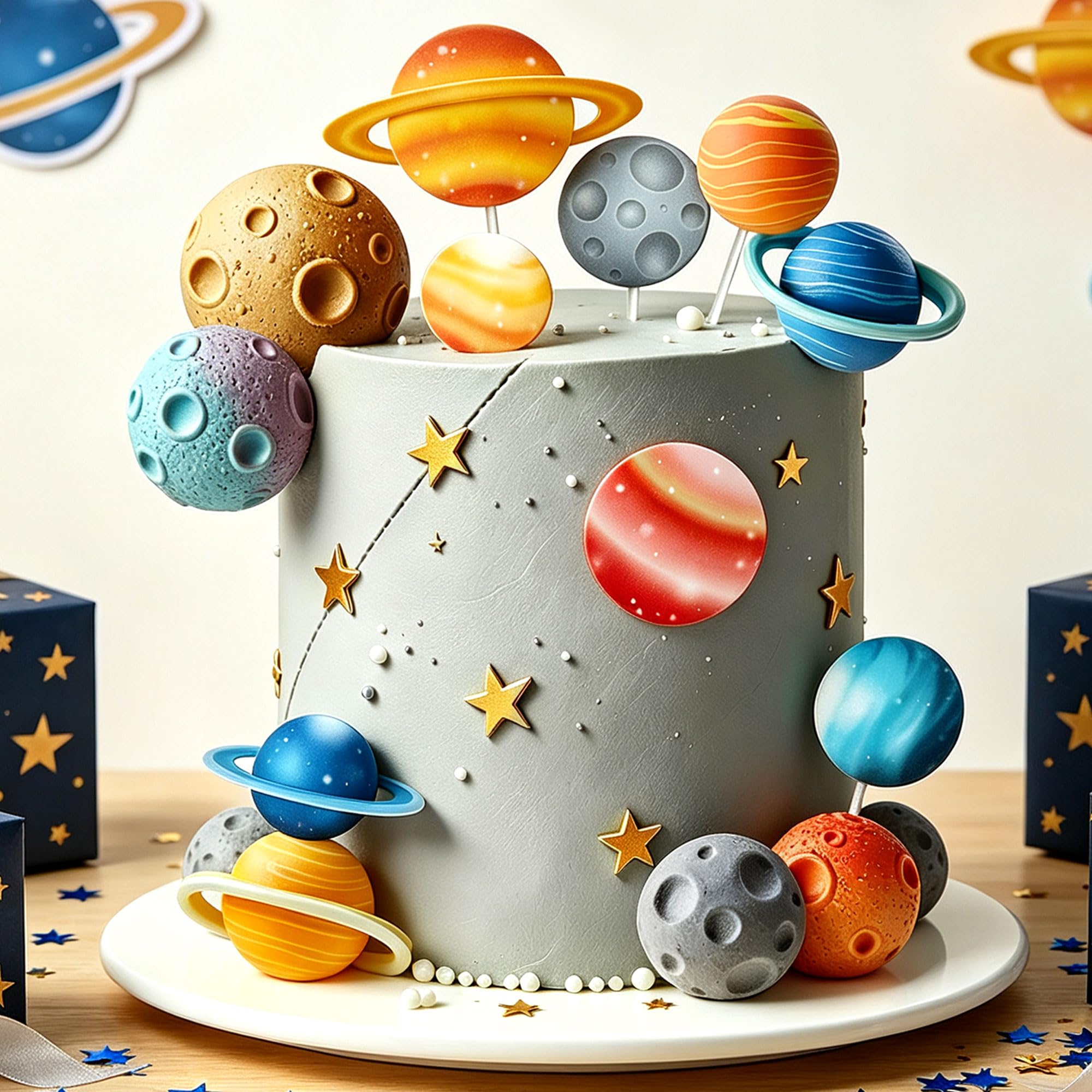 Outer Space Cake Toppers Astronaut Rocket Stars Cake Decorations