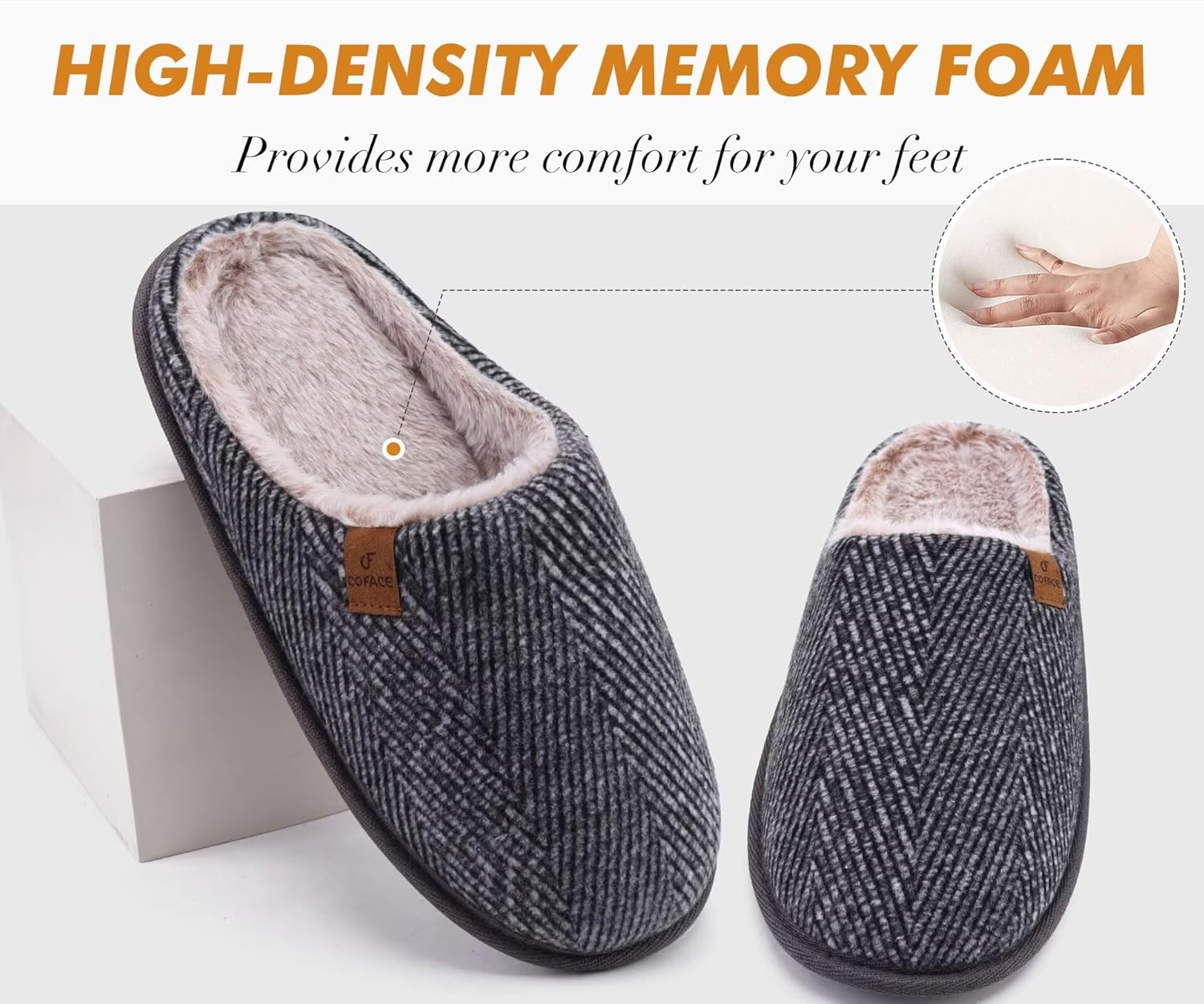 COFACE Womens Cozy Memory Foam Scuff Slippers Ladies Fuzzy Warm Slip On House Shoes With Arch Support, Indoor Outdoor Rubber Sole - Image 4