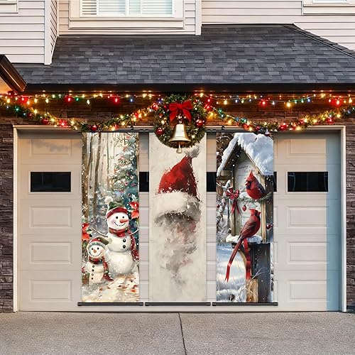 Miniatura 3 de Pennimor Juego de 3 lienzos de pared de Navidad  Muñecos de nieve de 15.8 x 47.2 pulgadas con estampados de sombrero de Papá Noel y cardenales,