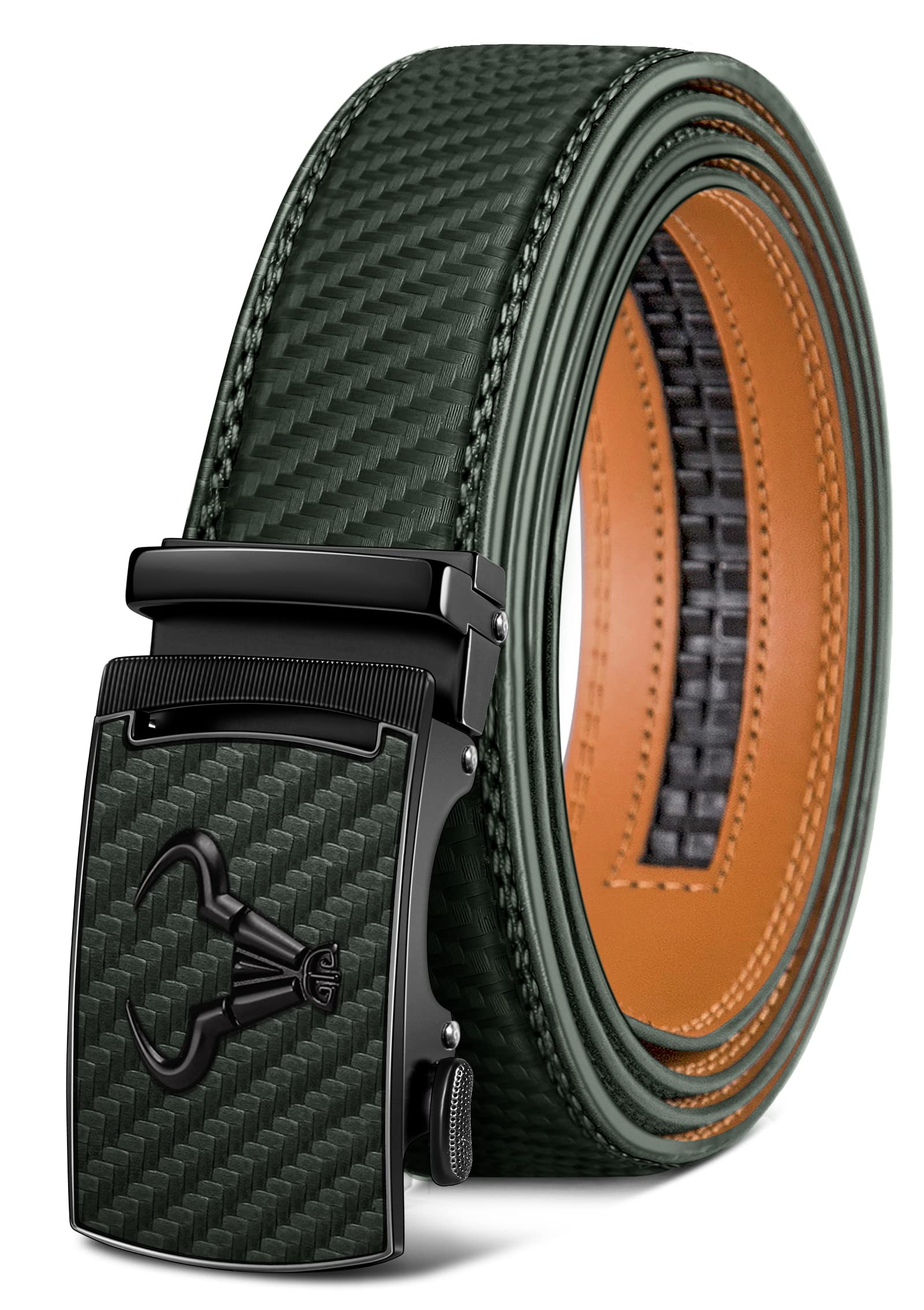 KEMISANT Cintura Uomo, Cintura Uomo Pelle Cricchetto Automatica Fibbia 35mm,Trim Regolabile per Adattars