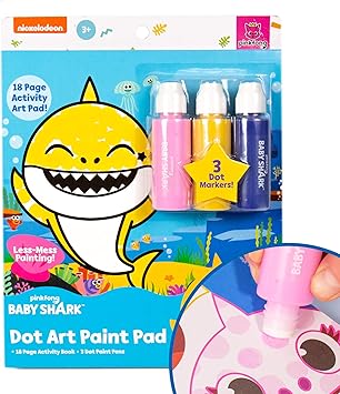 Horizon Group USA Baby Shark Dot Art Pad & Markers, Spiral-Bound Activity Painting Pad, Travel-Friendly Dabbers, Birthday Party, Great Mess-Free Toddler Toys for Kids Ages 3, 4, 5, 6