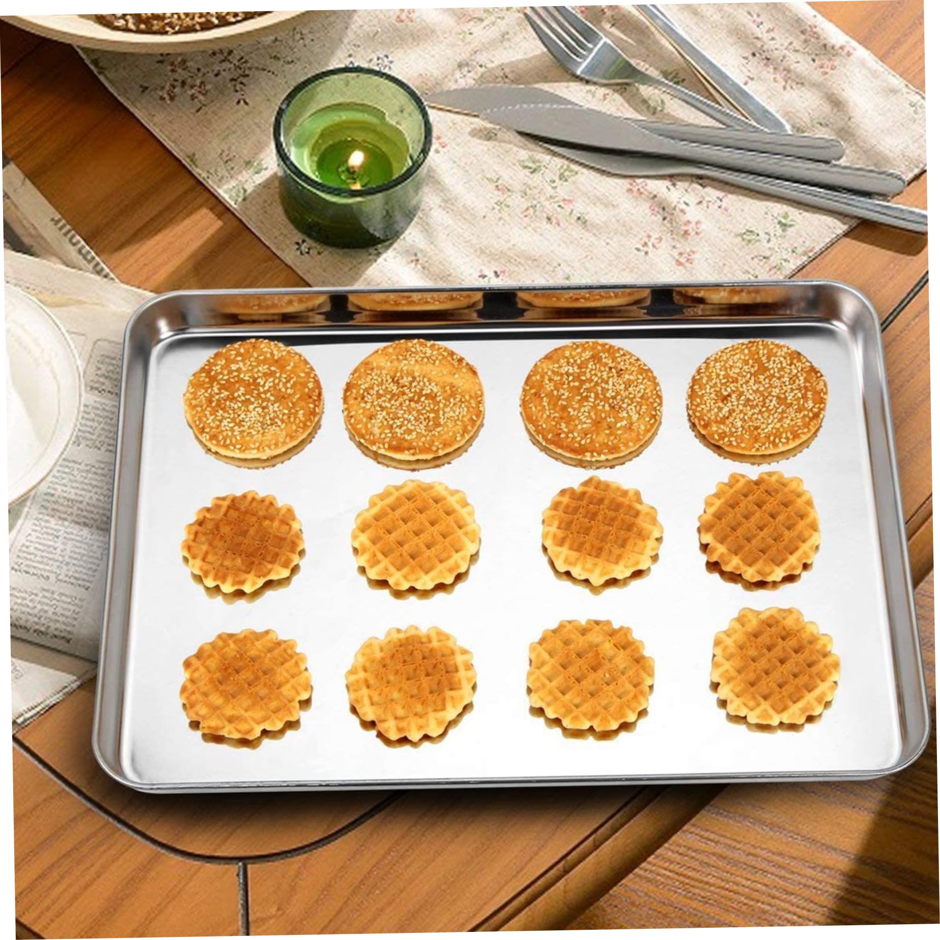 2 Stück Backbleche, 17 x 12 Zoll Edelstahl-Backblech, rostfreies und sicheres Ofenblech, leicht zu reinigendes Backblech für den Küchenofen