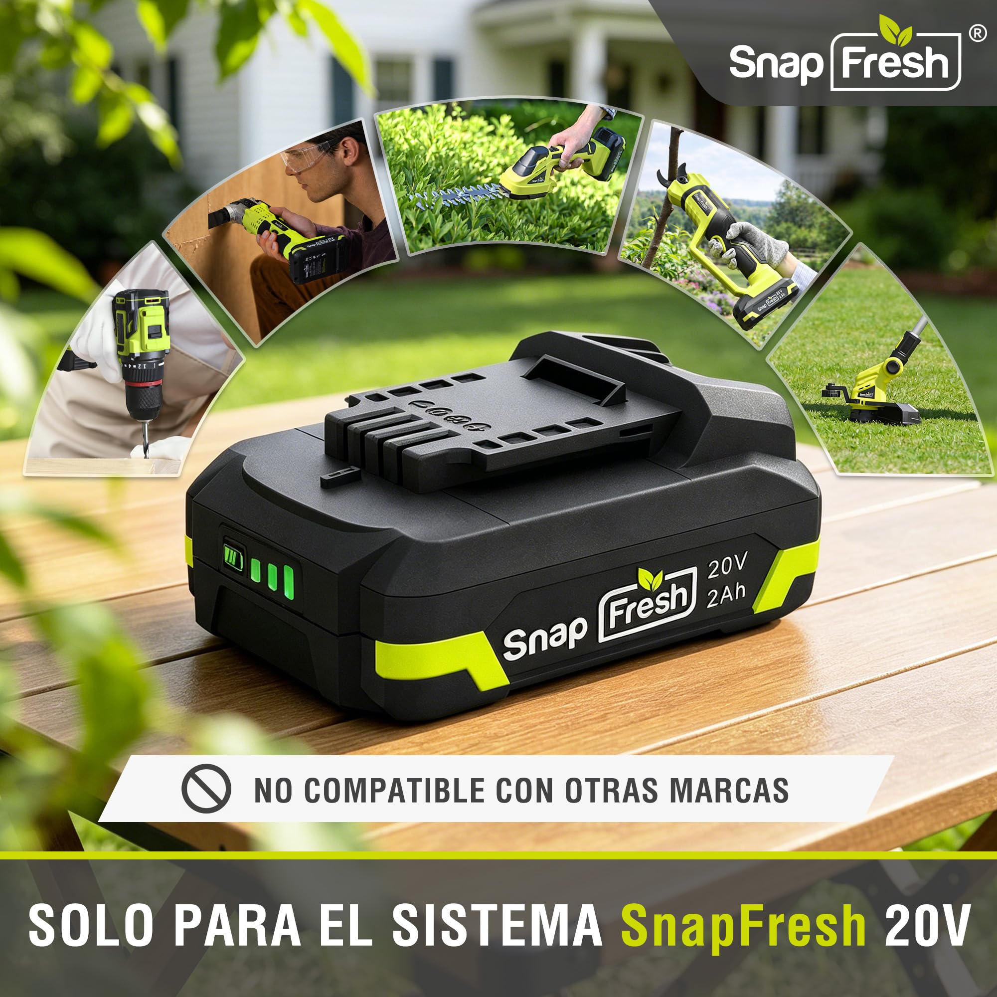SnapFresh Batería de 20 V 2,0 Ah Solo Disponible con la Herramienta SnapFresh 20V, Carga Rapida (BBT-DC20A)