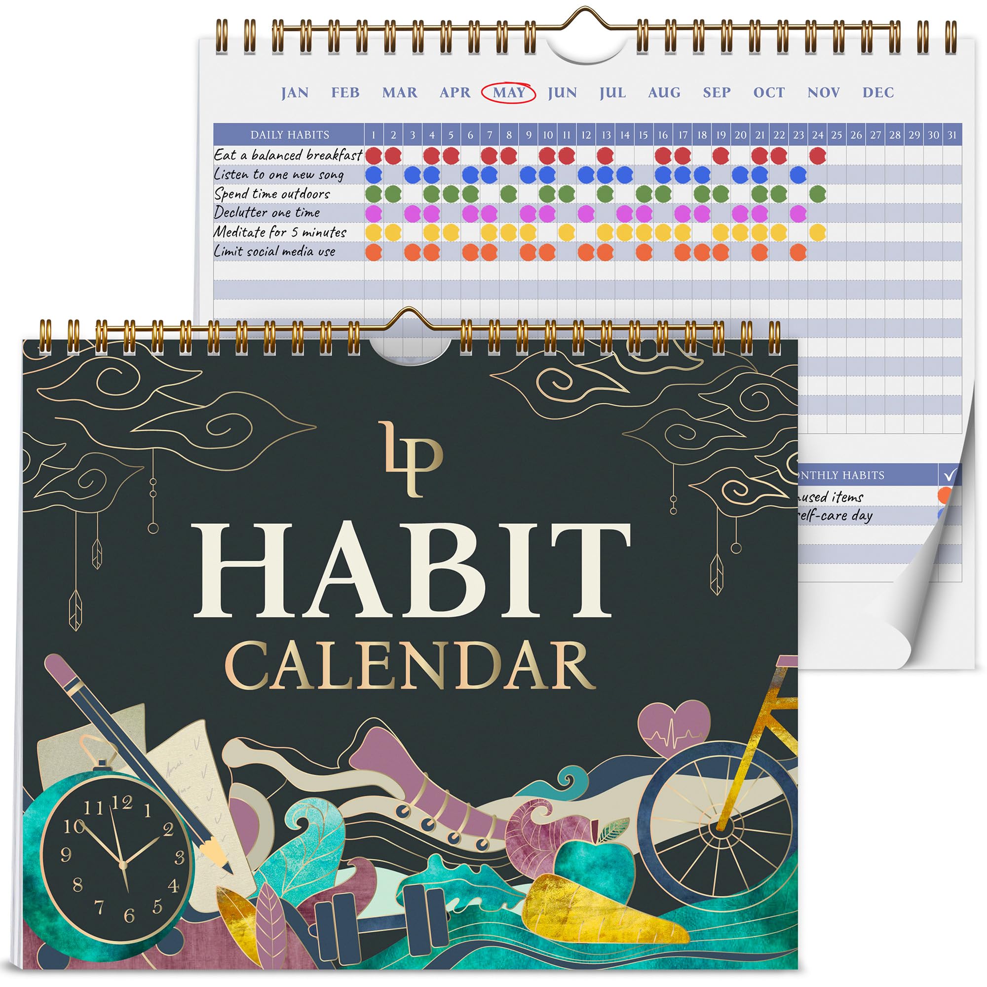 Legend Habit Calendar to Track Daily Habits – Motivational Tracker for Tracking Atomic Habits – 2 Years, Undated, 10x8” (Black)