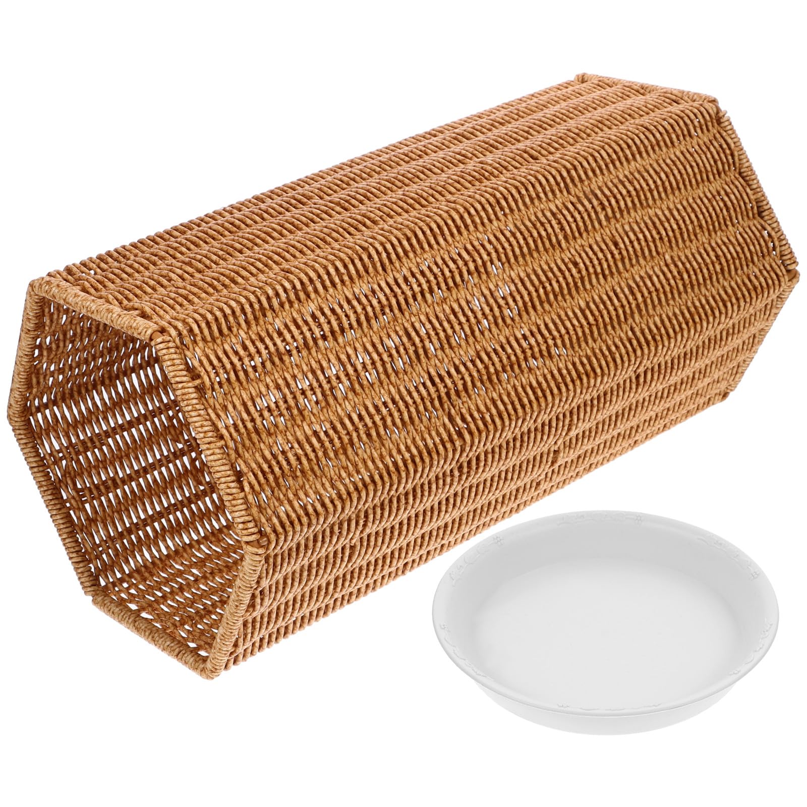 Holibanna Porta Ombrelli per Esterno in Ferro e Pp Marrone Grande Capacità, Design Intrecciato Delicato, Supporto per Ombrelli Lunghi e Tappetino da Yoga per Ingresso e Corridoi