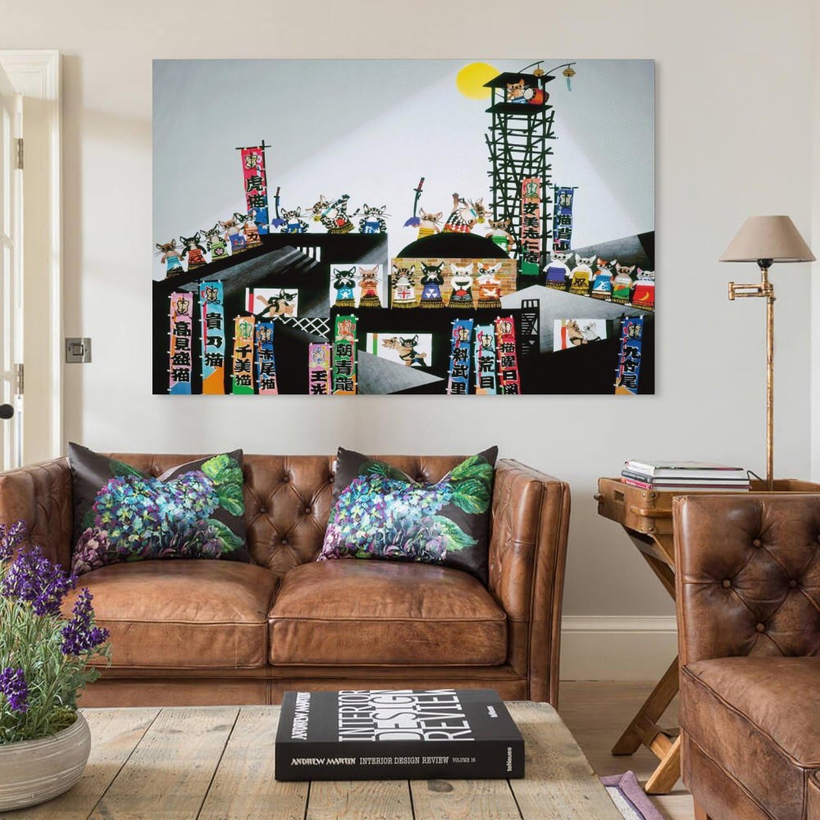 Amazon.co.jp: 藤城清治 猫相撲 絵画 ポスター 工芸品の装飾品 壁の