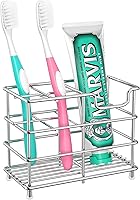 HBlife Stainless Steel 5-Slot Toothbrush Holder - Rust-Proof Bathroom Organizer for 4 Toothbrushes & Toothpaste