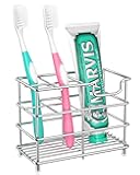 HBlife Toothbrush Holders for Bathroom, 5 Slots Silver Stainless Steel Bathroom Accessories Organizer