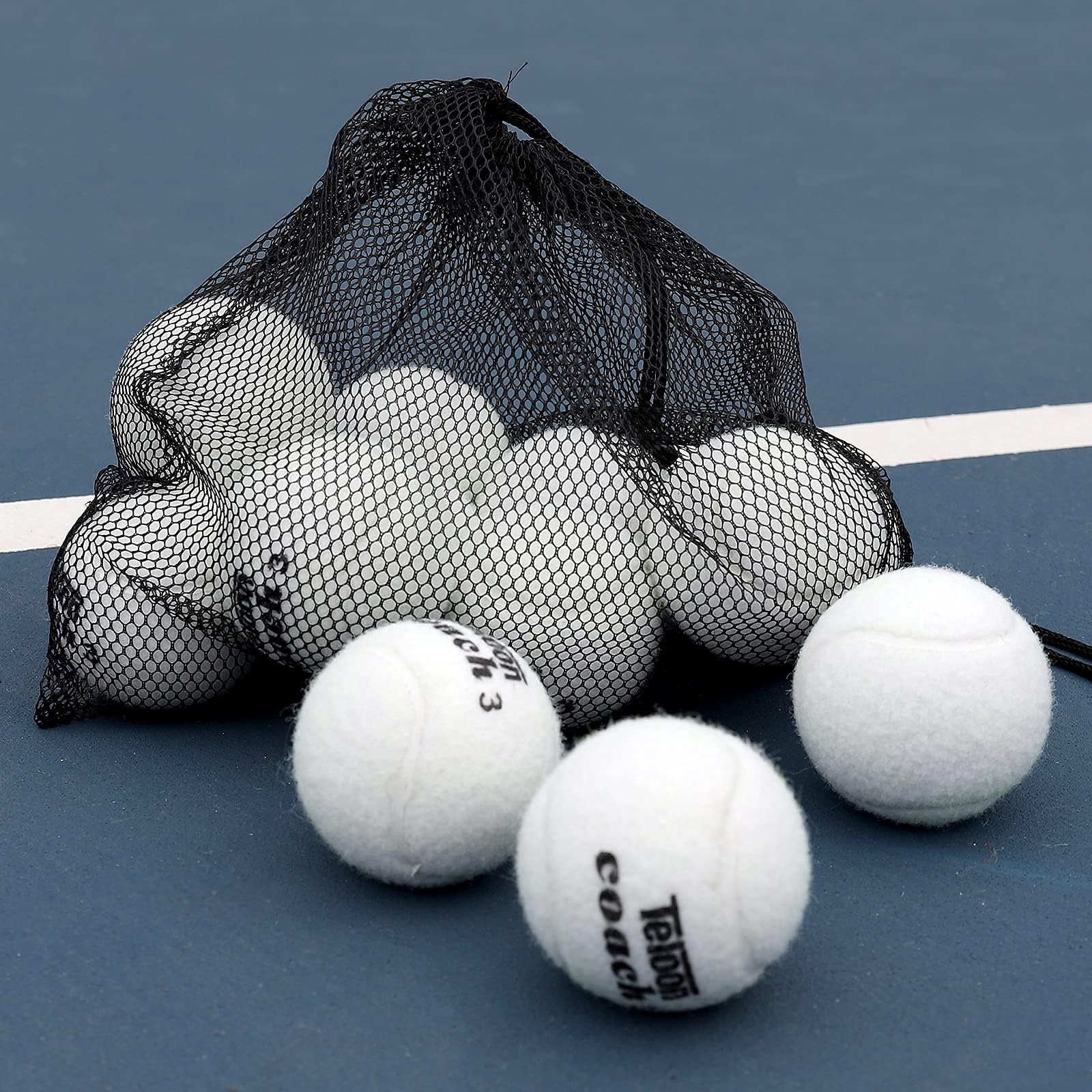 Pressure Training Tennis Balls-12 or 18 Count-Mesh Carry Bag，4 Colors Available，Pressureless Training Exercise Tennis Balls for Beginners.