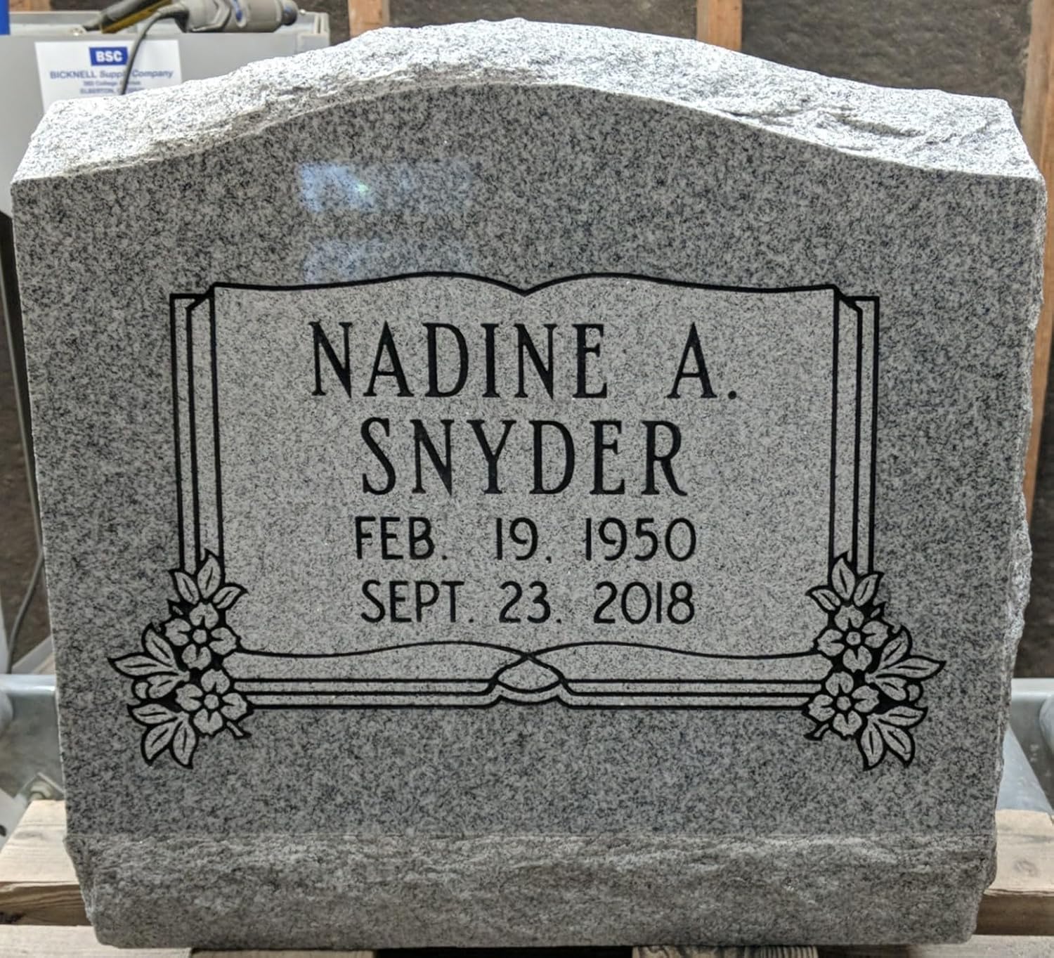 Granite Slant Headstone Memorial (Multiple Designs) | Custom Engraved Slanted Cemetery Monument | Polished Face with Serpentine Top