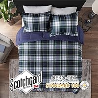 Vista 3 de Madison Park Essentials - Juego de ropa de cama con edredón a cuadros Parkston, funda a juego, cubierta antimanchas Scotchguard 3M, hipoalergénico