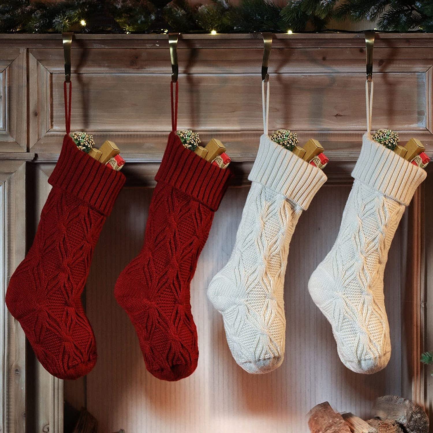 Calza di Natale, Calzini da Prigioniero Confezione da 4 Calzini Calze di Natale Decorazione Personalizzata da 18 Pollici Sacco Regalo Calzini da Lavoro a Maglia Calzini da Prigioniero
