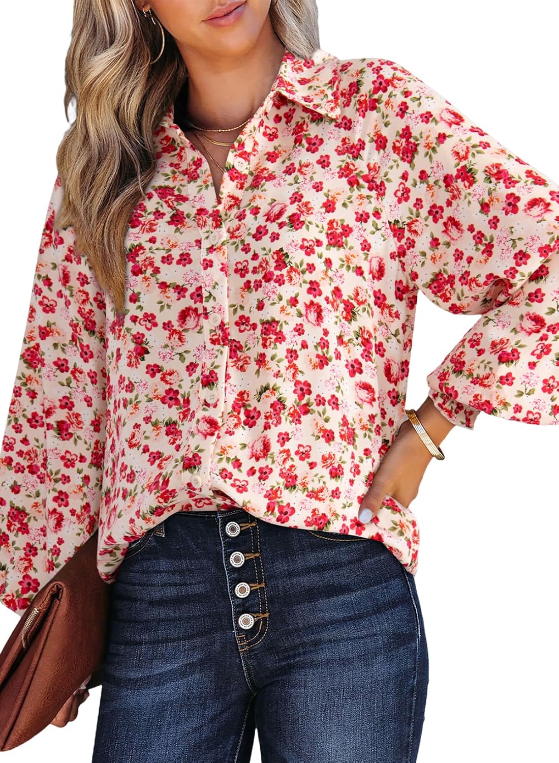 Dokotoo Women’s Casual V Neck Allover Floral Print Long Sleeve Chiffon Button Down Blouses Bohemian Top Shirts Dokotoo Women’s Casual V Neck Allover Floral Print Long Sleeve Chiffon Button Down Blouses Bohemian Top Shirts