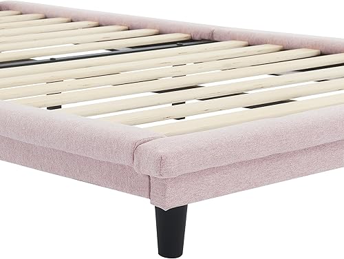 Miniatura 153 de Base de cama flotante tamaño Queen con luces LED y carga USB, marco de cama LED de plataforma tapizada moderna, no necesita somier (blanco-1)