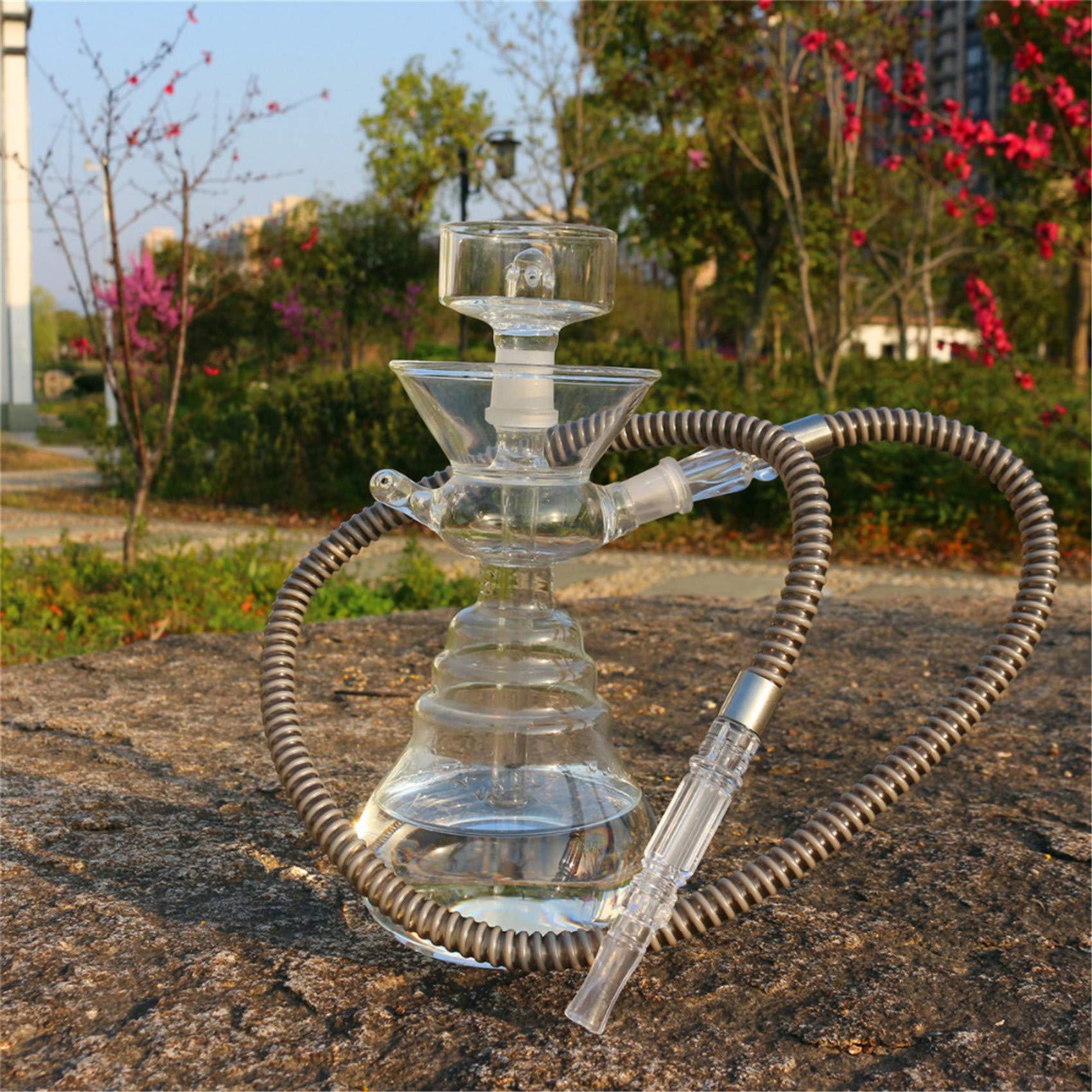 Juego Completo de Cachimba, Pequeño y Moderno Kit de 1 Manguera con Accesorios para Cachimba, Jarrón de Vidrio con Clip de Carbono y Lámina de Aislamiento Térmico