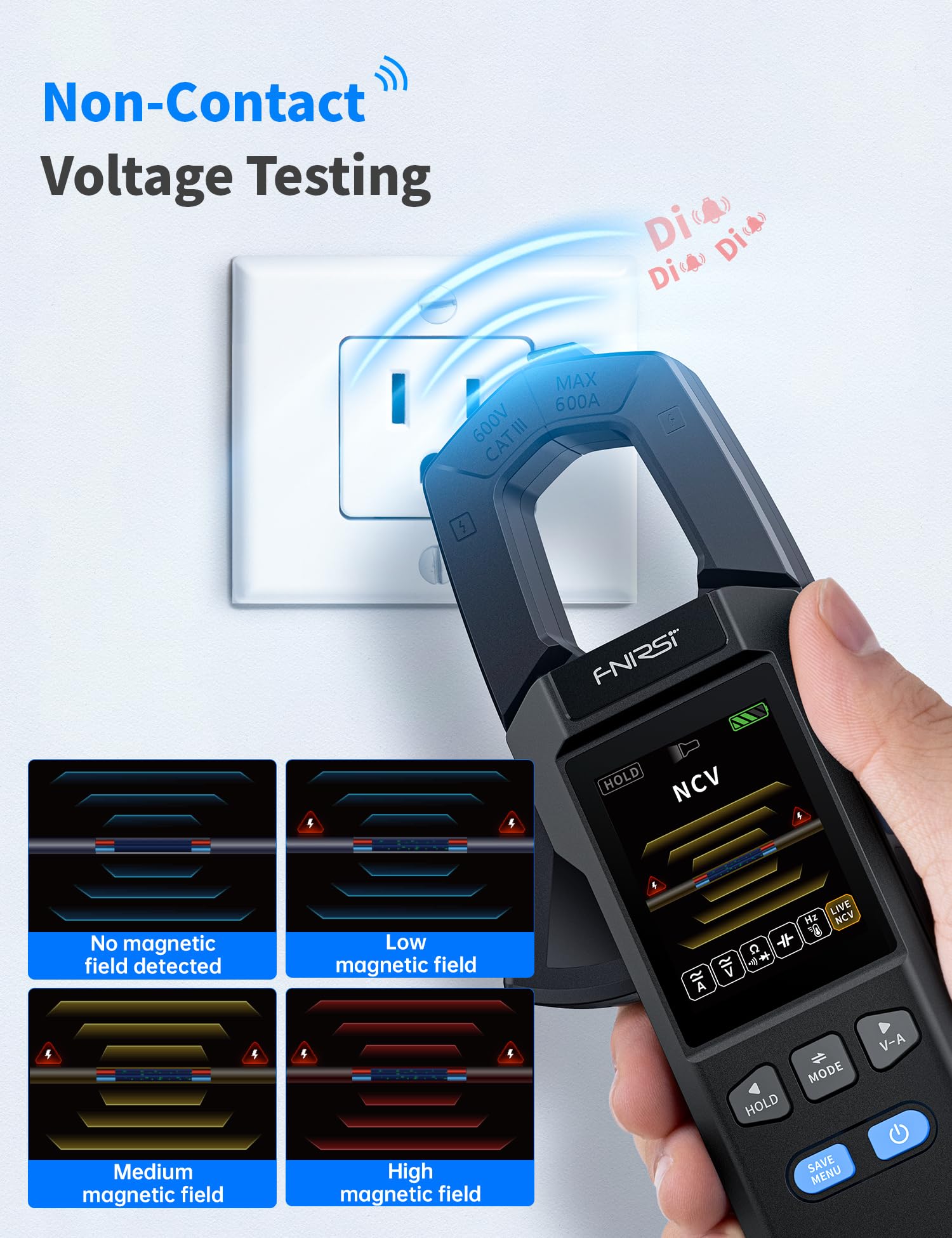 FNIRSI DMC-100 Clamp Meter 9999 Counts TRMS, 600A AC/DC Amp Meter — Amazon image 5