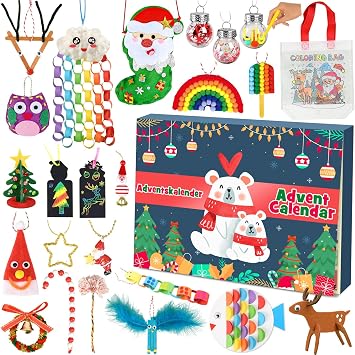 iZoeL Craft Advent Calendar Girls Kids 2025 Art Craft Advent Calendar DIY Gifts - Christmas Countdown Decorations 24 Ornaments Decor - Inclu Instruction Manual
