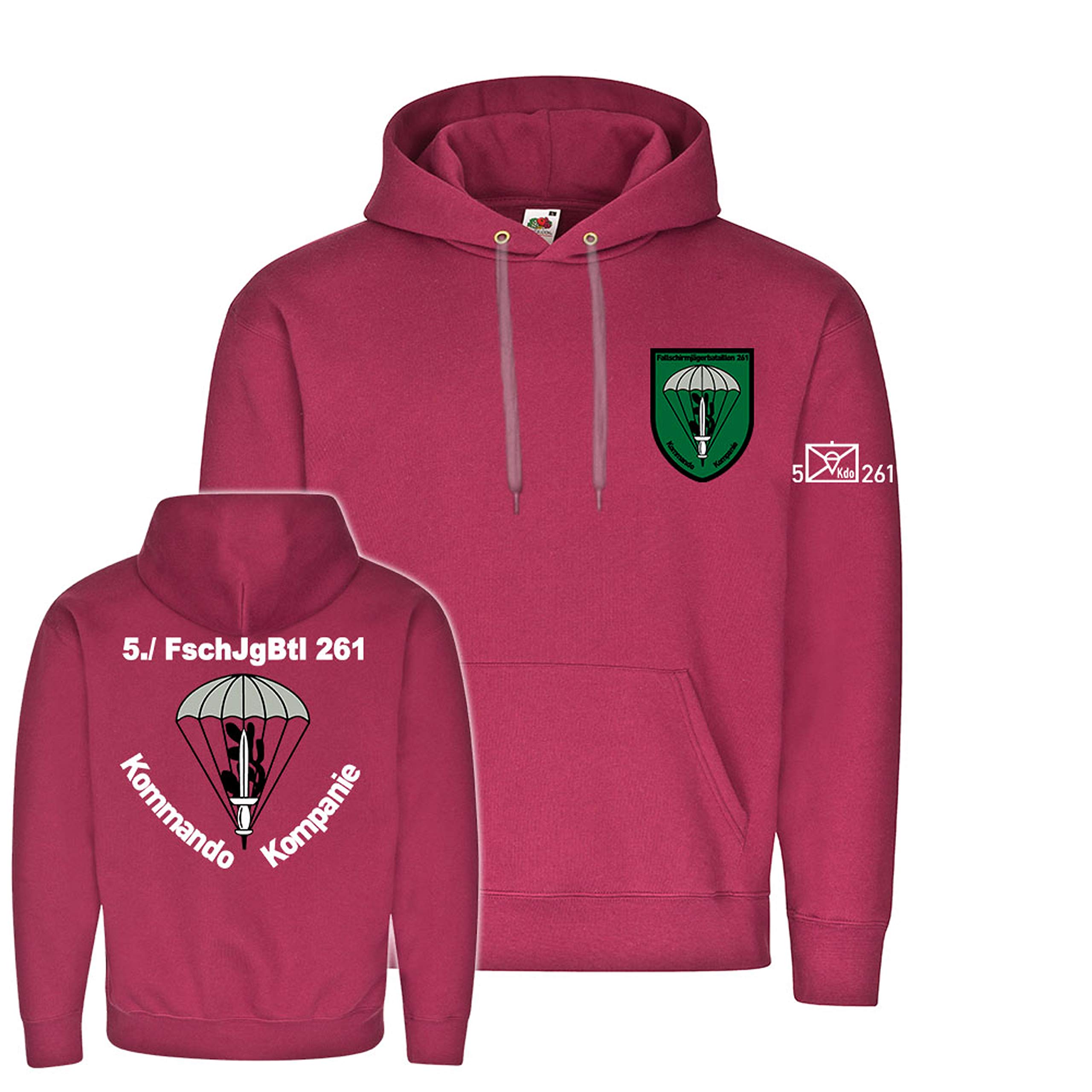 Sweat à capuche Copytec 5 FschJgBtl 261 bordeaux S tactique #22472 - 3