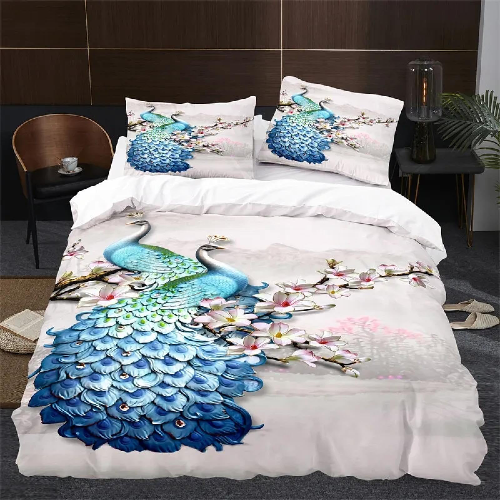 Housse de couette paon doré pour transformer l'ambiance de la chambre