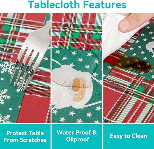 Vista 89 de Mantel rectangular de vinilo de 52 x 70 pulgadas con reverso de franela, mantel para el día de San Valentín, mantel de hule 100% impermeable Azul