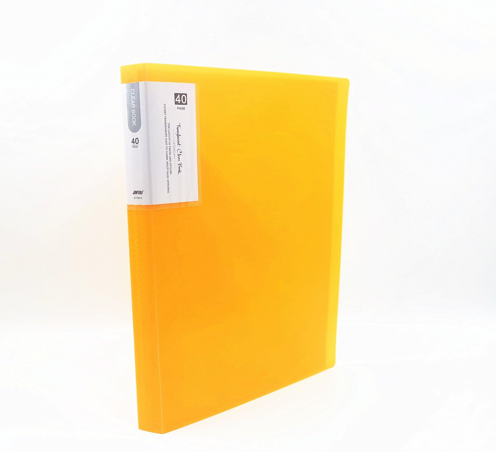 Clear Book 40 Pocket A4 Size 80-Page Protector Presentation Book Clear Sheets for Report Sheets,Artworks,Music Sheets,Clippings -Yellow