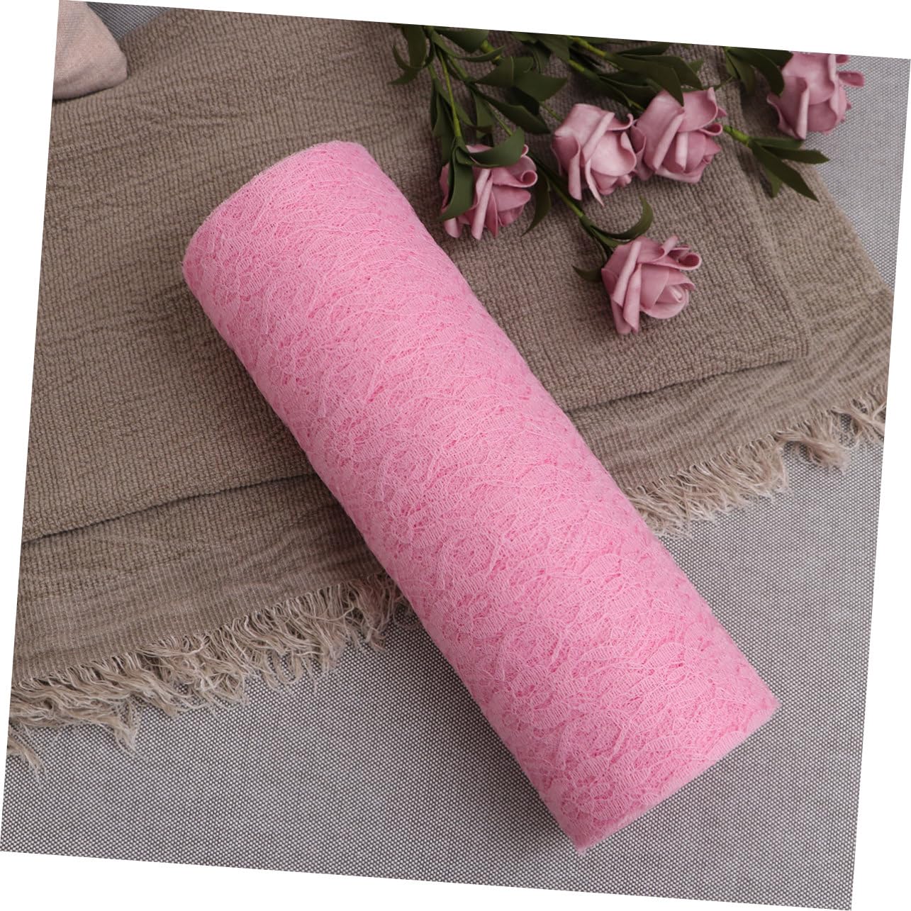 SEWACC 2 Piezas tira de encaje Decoración con encaje de tul rojo de floral de boda de tela de decoraciones rosas de tela de rosa