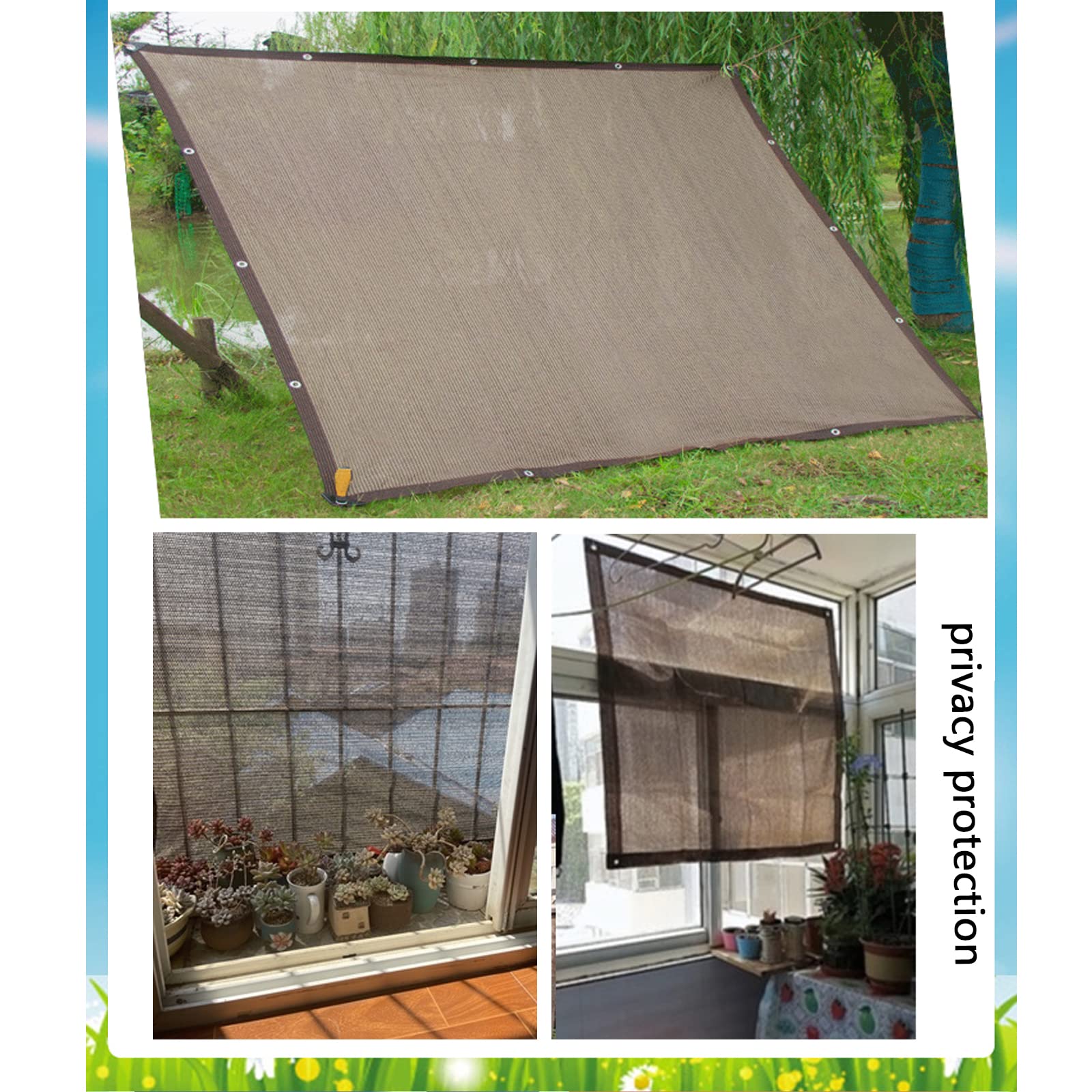 Red de Sombra Marrón Sombra Solar Malla Rectangular/Cuadrada,Toldo Vela de Sombra con Ojales,90% Malla Sombreadora de Bloque UV Pantalla de Privacidad para Patio Jardín (3x10m)