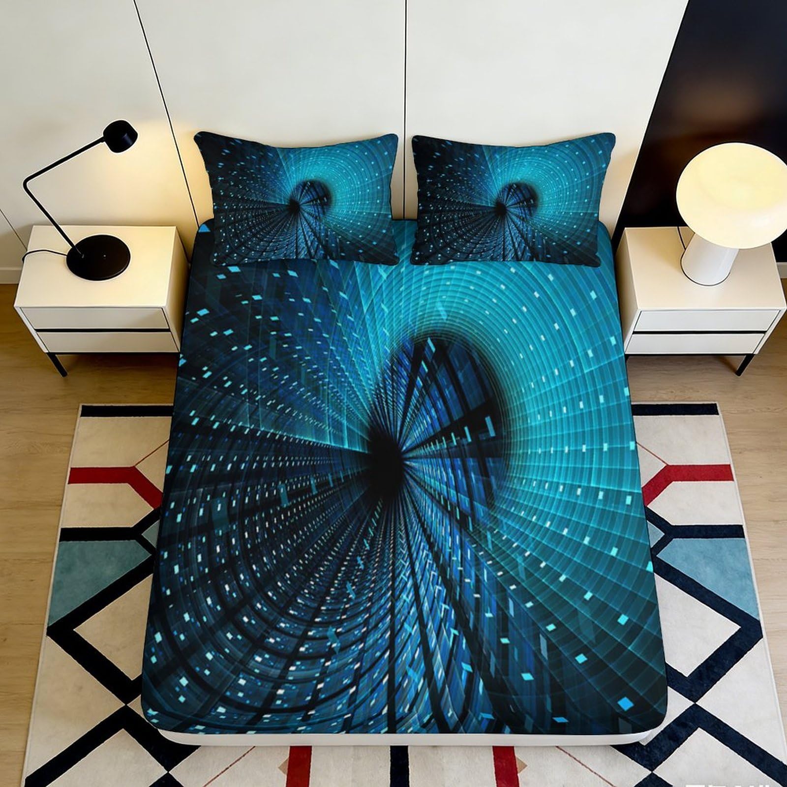 3D Printed Flame Basketball Fitted Sheet Microfiber Non-Slip Deep Pocket Bedroom Bedding Flame Basketball Mattress Fitted Cover for All Ages 200x200x25cm