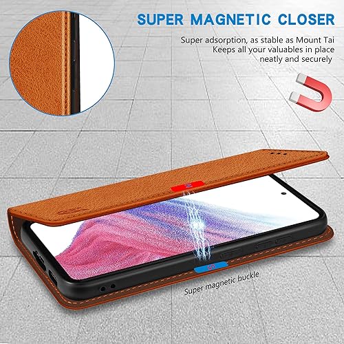 Miniatura 52 de ZZXX Funda tipo cartera para Samsung Galaxy A53 5G con bloqueo RFID, soporte de ranura para tarjetas, funda protectora de cuero magnético fuerte