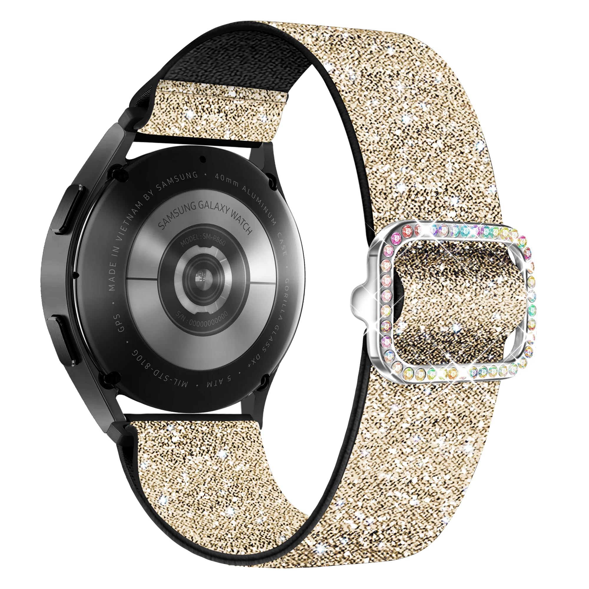 wipalor Galaxy Watch 7 6 5 4 FE 40mm 44mm Bands for Samsung Watch Bands, 20mm Watch Band Women Bling Stretchy Nylon Galaxy Watch Bands for Samsung