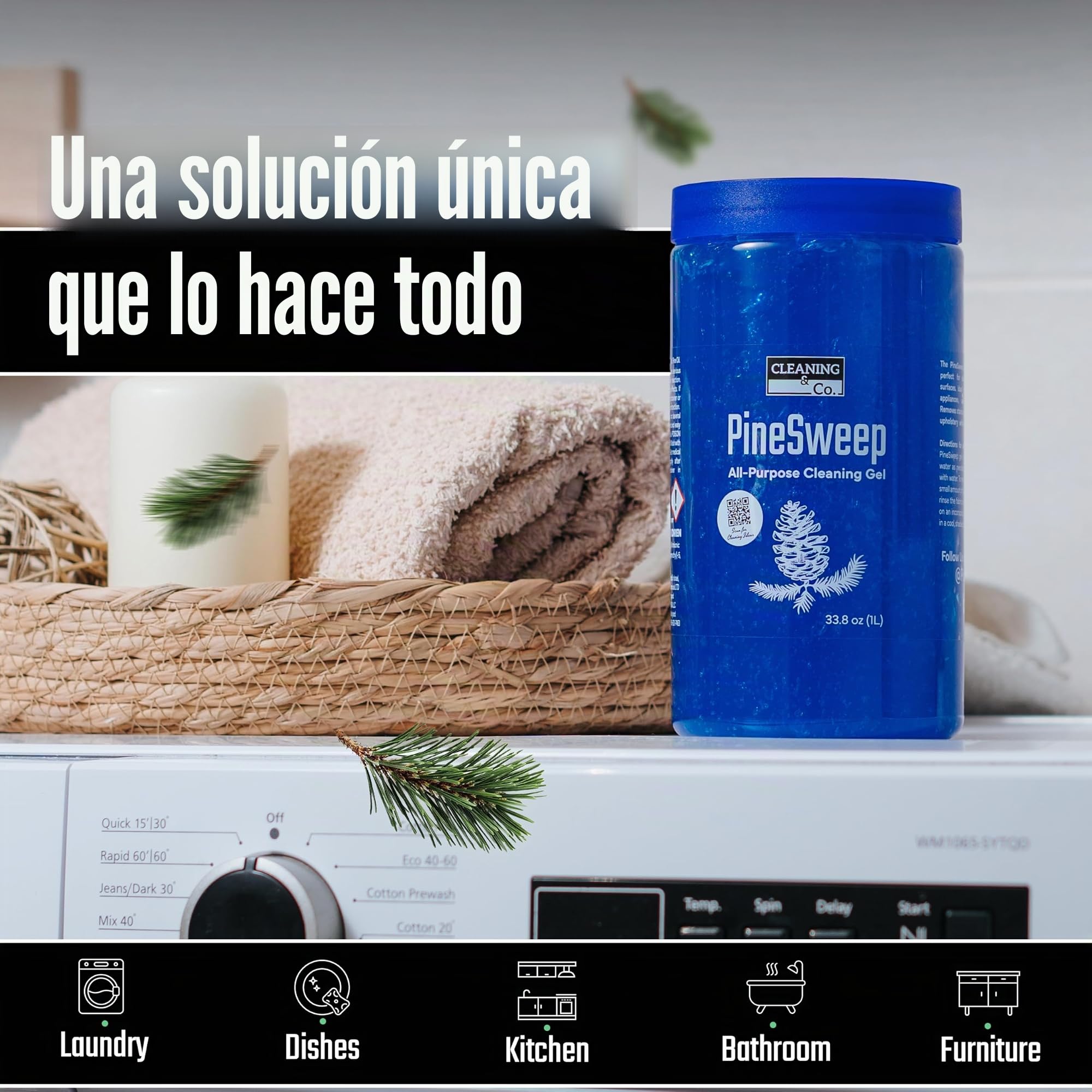 Gel de limpieza multiusos con aceite de pino, limpiador doméstico multiusos para baño, cocina, suelos, lavandería y más, 33.8 onzas líquidas