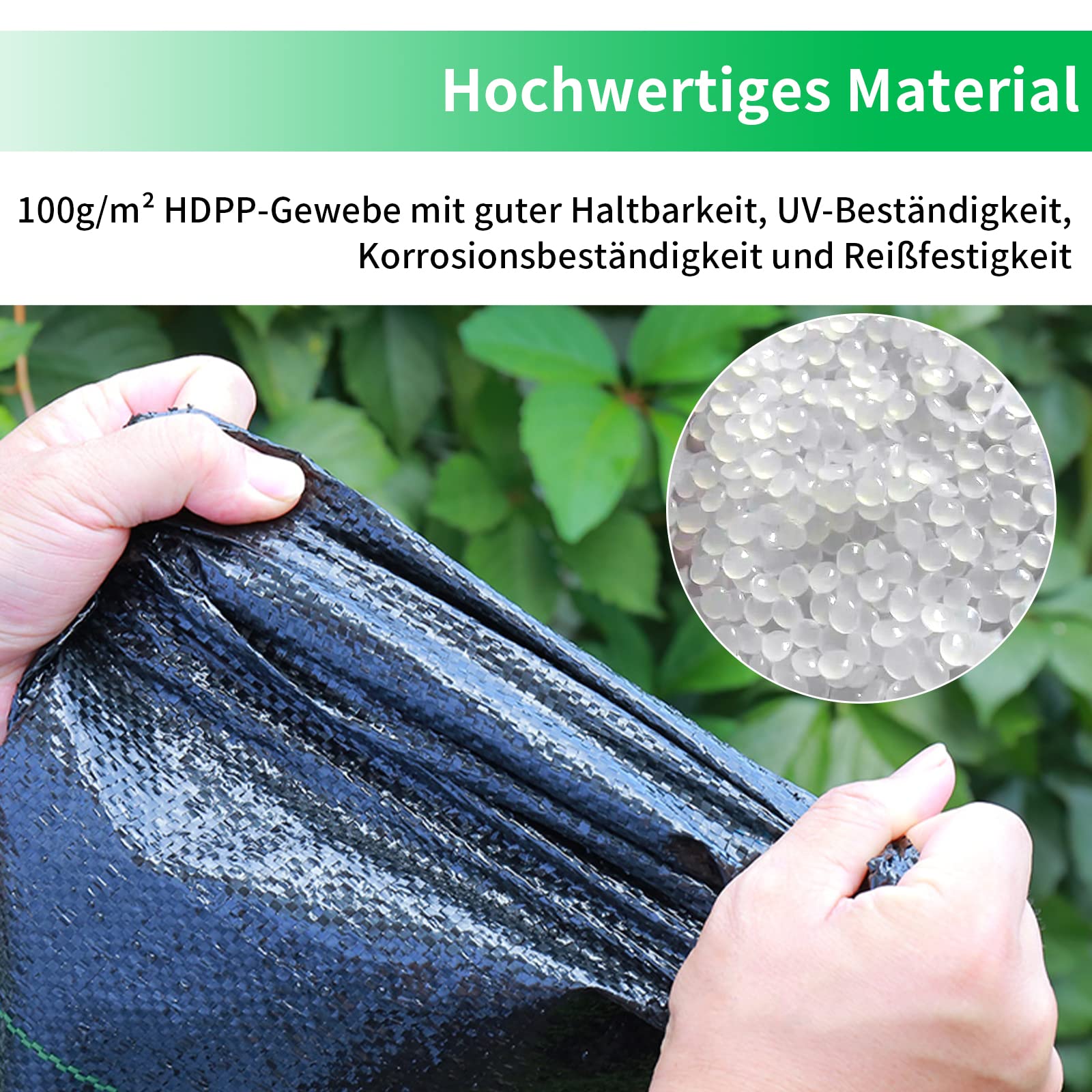 XMTECH Toile Non-tissée de Jardin - 100 g/m² - Extra résistante Contre Les Mauvaises Herbes - 25 m x 2 m = 50 m² - Film de paillis - Protection des Plantes - Résistant aux UV et indéchirable