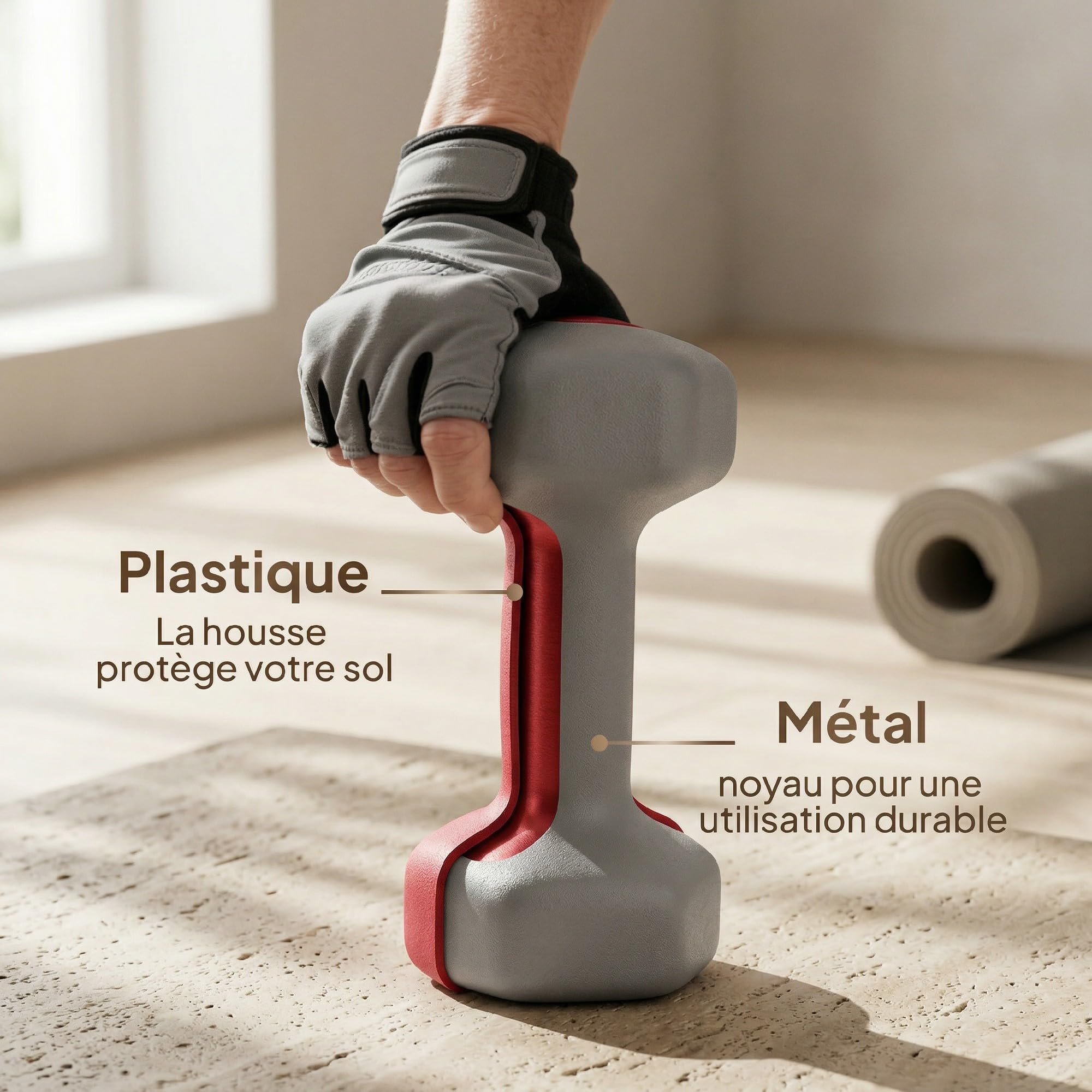 SPORTNOW Lot 3 haltères hexagonaux avec support, 2 x 1kg, 2 x 3kg, 2 x 5kg, set haltères musculation courts, poignées antidérapantes, pour femmes & hommes, fitness à domicile entraînement bras épaules