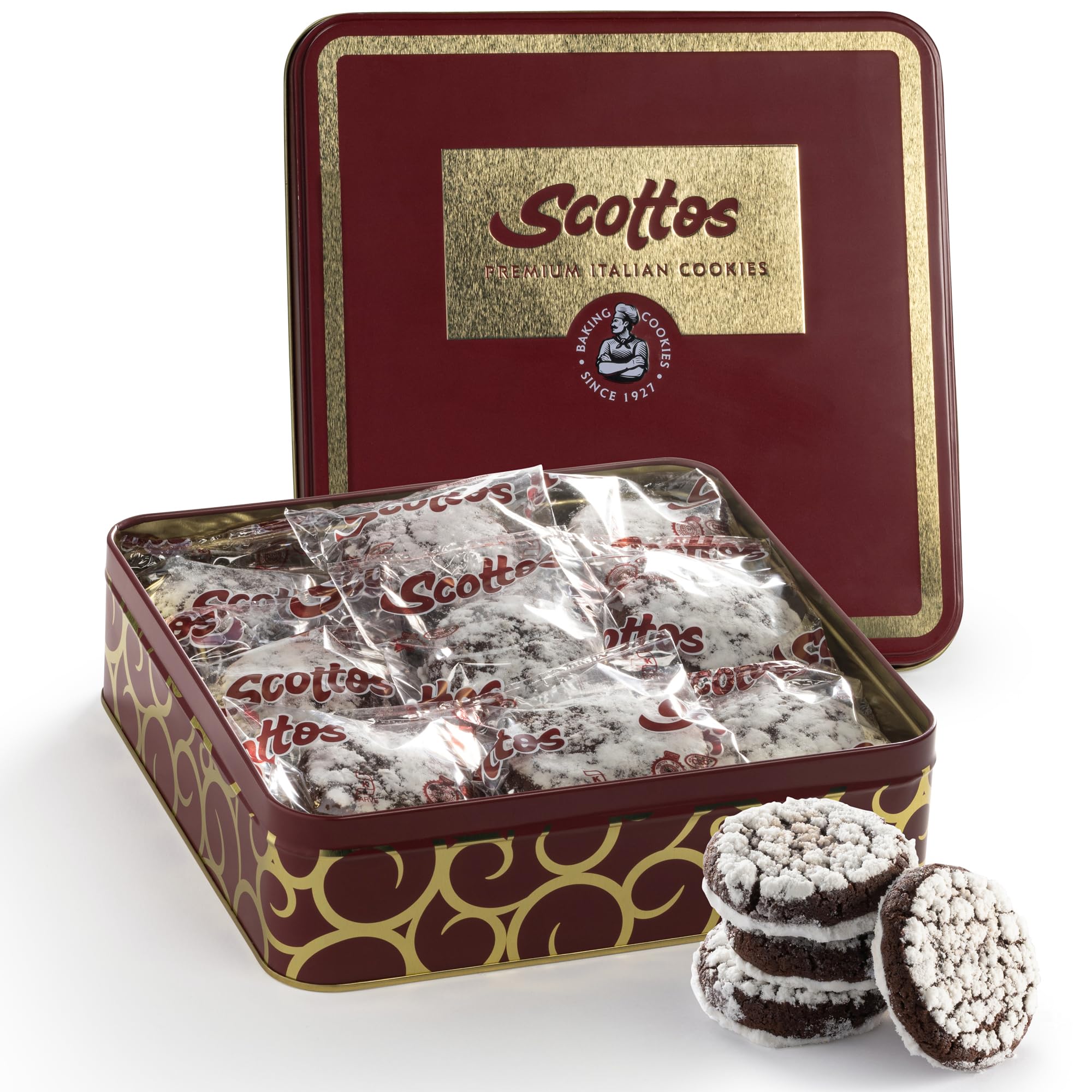 Chocolate Crinkle Cookies Individually Wrapped Gourmet Fudge Cookies Pack of 18 for Birthday Treats, Thank You, Care Package, Holiday Christmas Gift Baskets for men women ,Bulk Food, Scottos Cookies Bakery Fresh Favorites