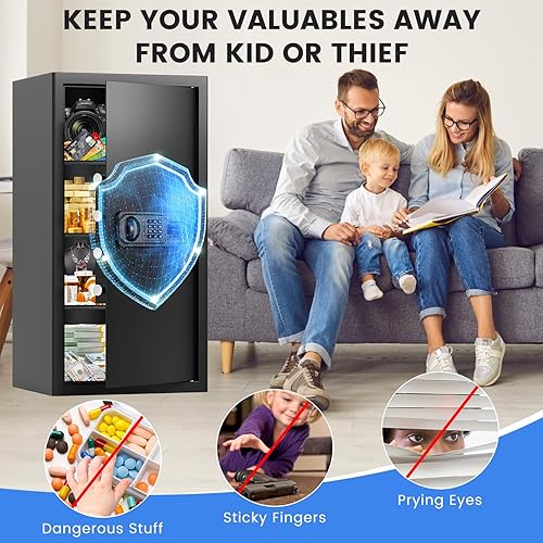 Miniatura 7 de Caja fuerte ignífuga grande de 6.5 pies cúbicos, caja fuerte para el hogar con bolsa ignífuga e impermeable, caja fuerte digital para documentos de