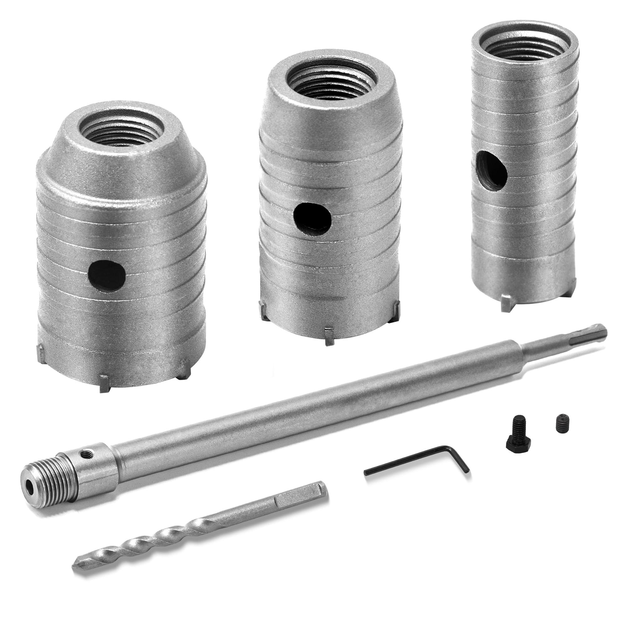 Juego de Brocas Hormigon Sierra Corona Perforadora Hormigon en Seco SDS Plus Broca de núcleo hueco Diámetro de 30 40 50 mm con Mango Redondo de 350 mm y Taladro Central Para Muro De HormigóN/Cemento