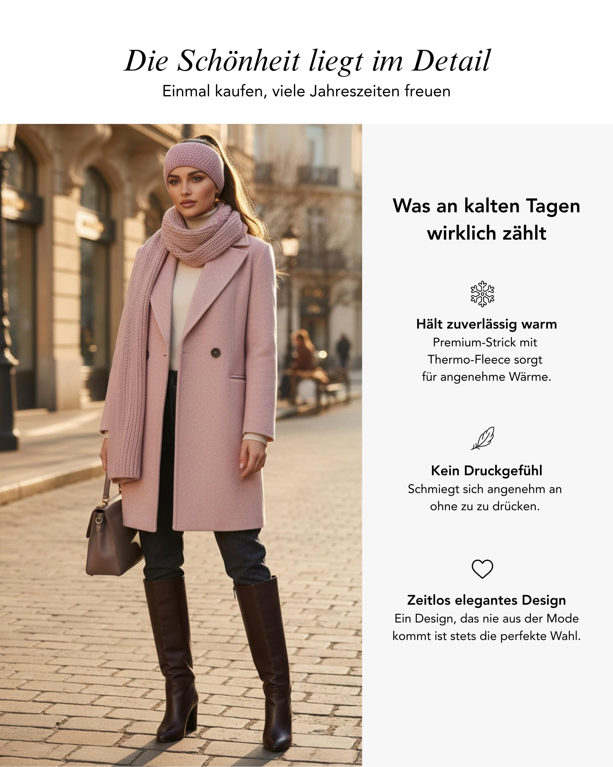 Baesics Stirnband Damen Rosa - Winter Ohrenwärmer warm Waffelmuster | Mit weichem Fleece-Innenfutter, dehnbar, 48-58 cm, Unisex für Damen und Herren. Feines Waffelmuster für Sport und Alltag