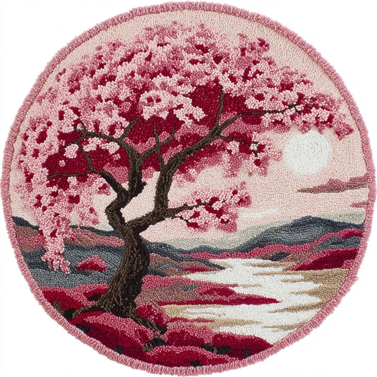 Kitquiver Y Rug Latch Hook Craft Kits Anime Flower Tree 50X50cm