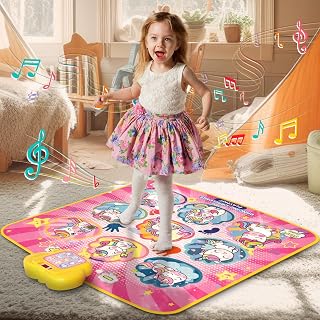 Dance Mat, Dance Game Toy Gift with 5 Game Modes & Built-in Music, Adjustable Volume, Kids Touch Sensitive Dance Music Mat Pad, Christmas & Birthday Gift for Kids Girl 3-12 Years Old