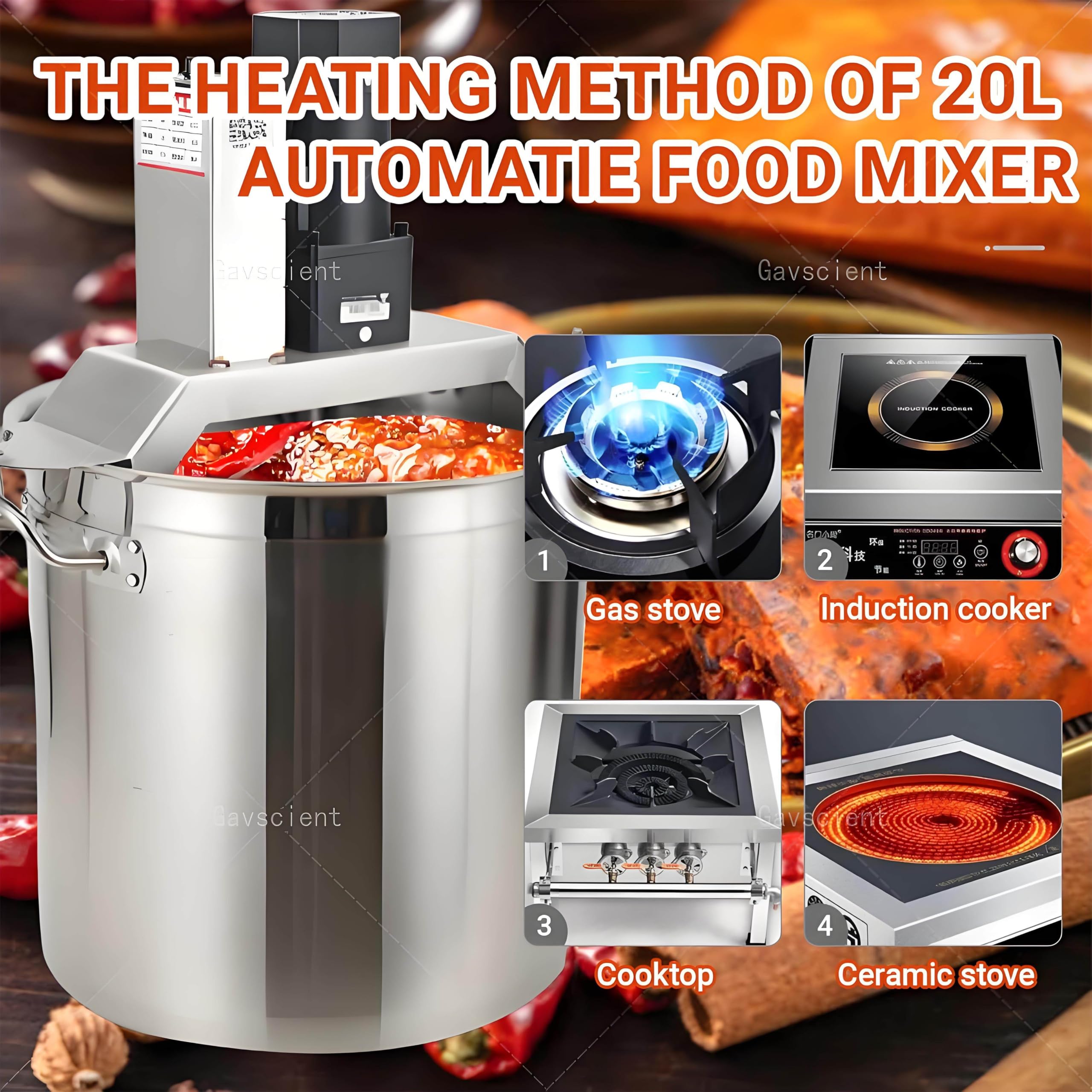 Mezclador comercial de alimentos, velocidad ajustable, diseño antiadherente para salsas y condimentos, ideal para catering y preparación de alimentos