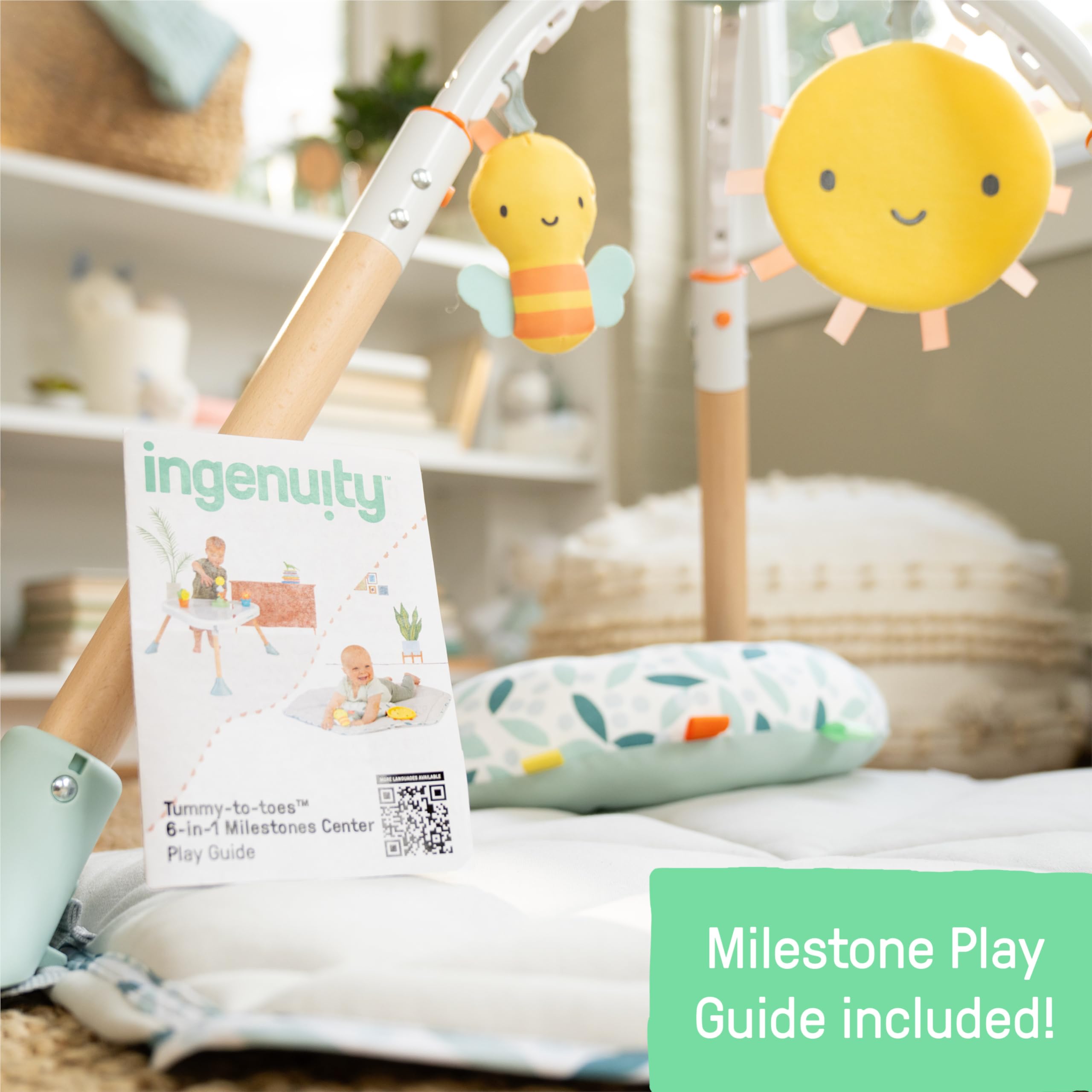 Ingenuity 6-in-1 Baby-Spielcenter Multifunktionales Aktivitäts-Jumperoo Spielgym Spielhaus Spieltisch Natur-Thema 0-24 Monate