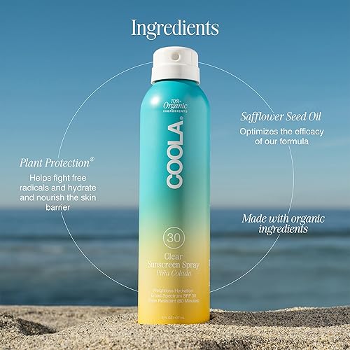 Miniatura 8 de COOLA Organic Sunscreen SPF 30 Sunblock Spray Dermatologist Tested Skin Care for Daily Protection Vegan and Gluten Free Piña Colada