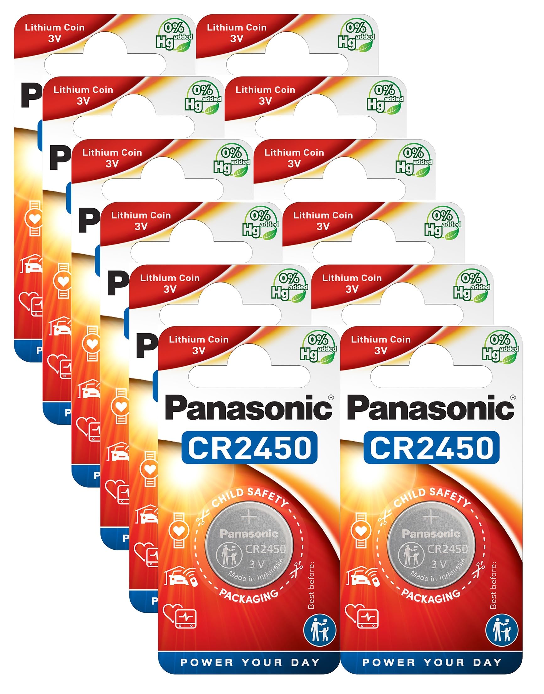 Panasonic CR2450 - Batteria a bottone al litio 3 V confezione da 12 pz