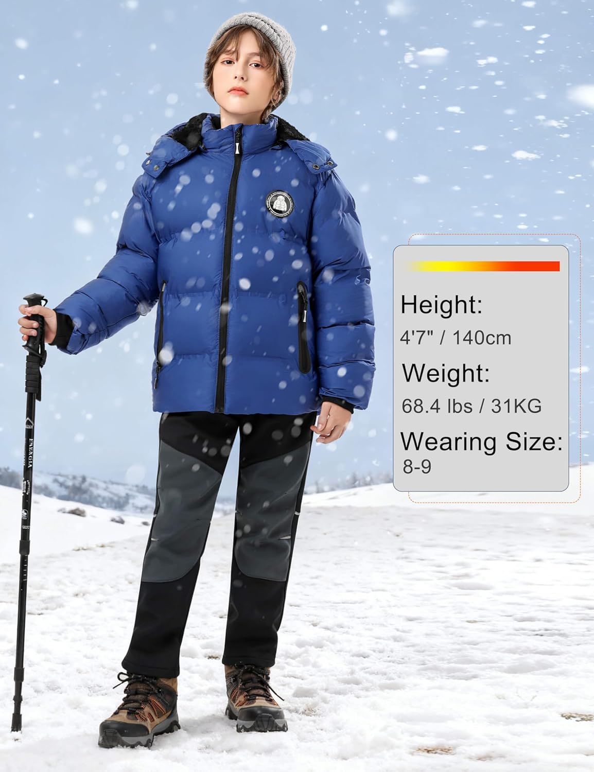 Boys' Winter Coat Kids Puffer Winter Jacket Thick Fleece Lined Warm Hooded Outerwear Coats for Boys Girls (4-15) - Image 2