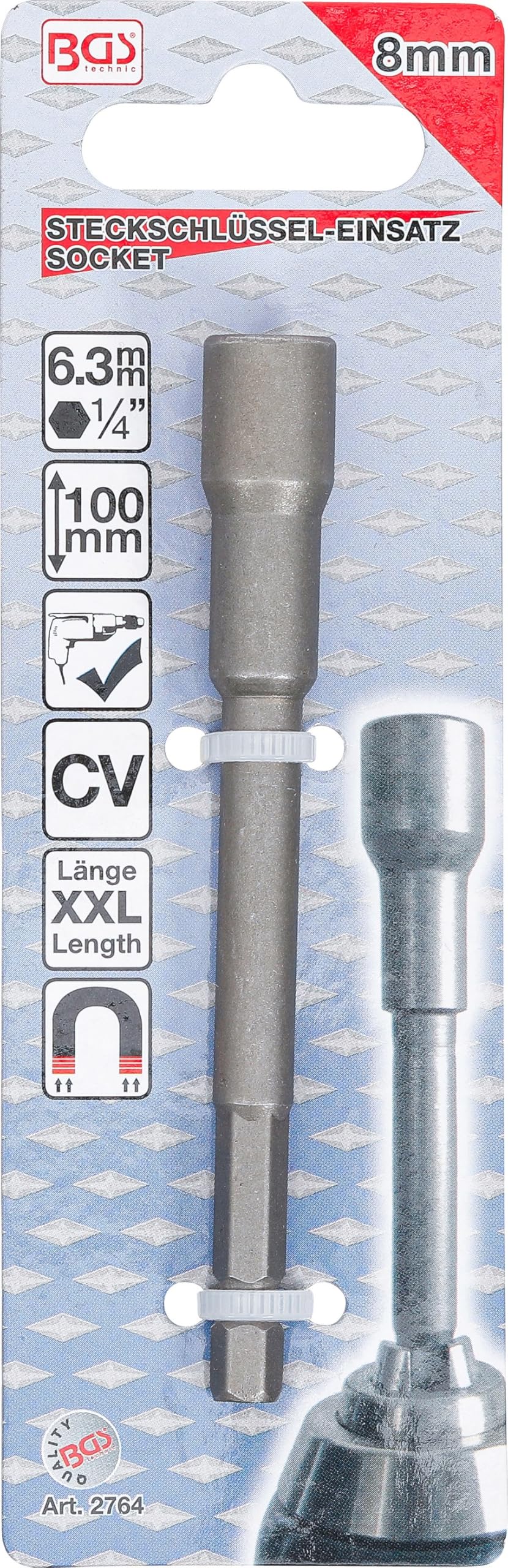 Douille 6 Pans BRILLIANT TOOLS 1/4 - 8mm, Longue, Lot De 2