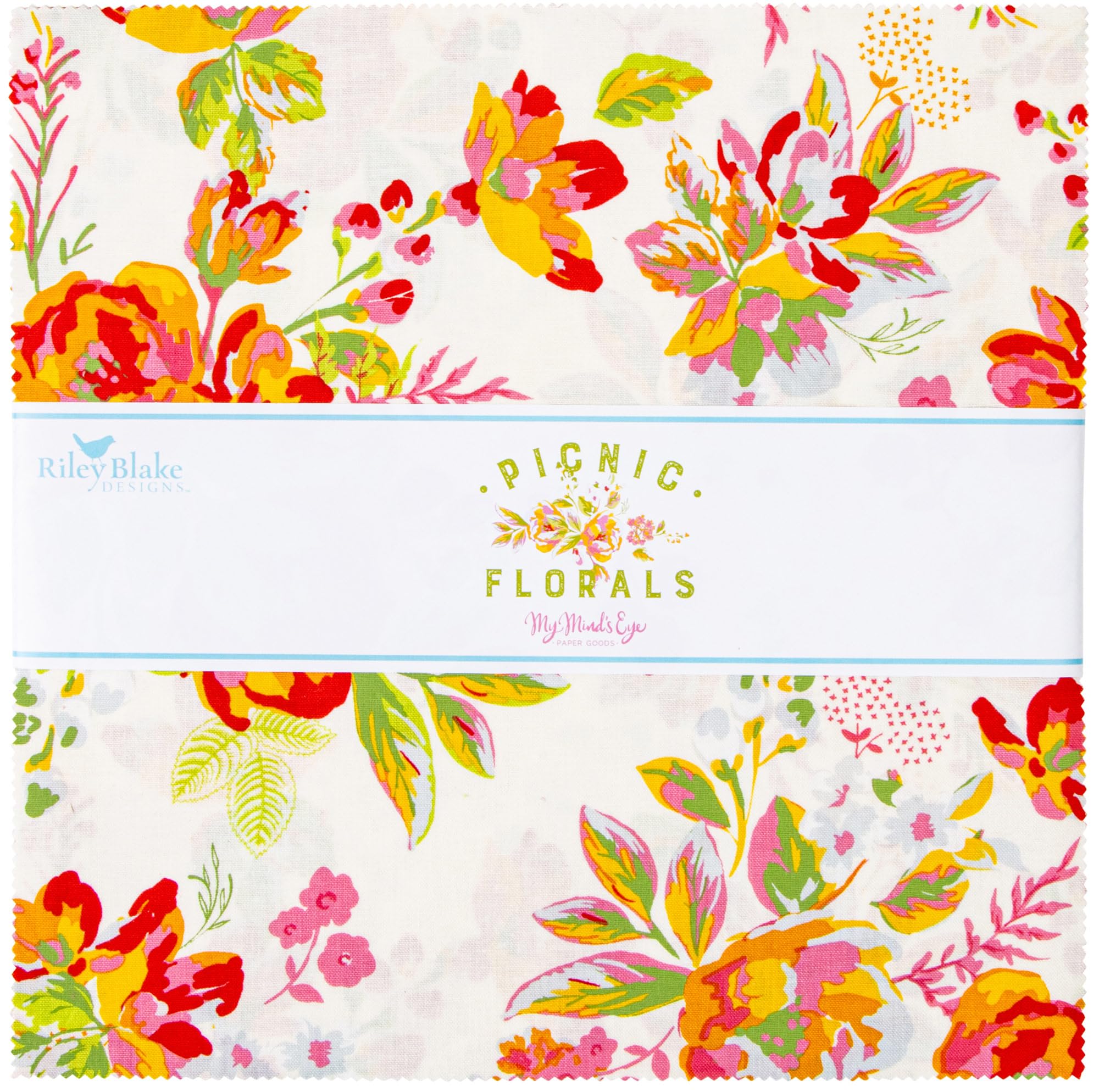 My Mind's Eye Picnic Florals 10"" Stacker 42 10-inch Squares Layer Cake Riley Blake 10-14610-42, Assorted