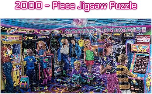 Miniatura 3 de Gamers Paradise Retro Arcade - Rompecabezas de 2000 piezas para adultos y niños | Juguetes de los años 80, juegos educativos para el hogar,