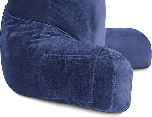 Miniatura 7 de Almohada Husband Azul oscuro, Almohada de lectura original para cama o silla, cojín grande de espuma viscoelástica triturada para reposo en la cama
