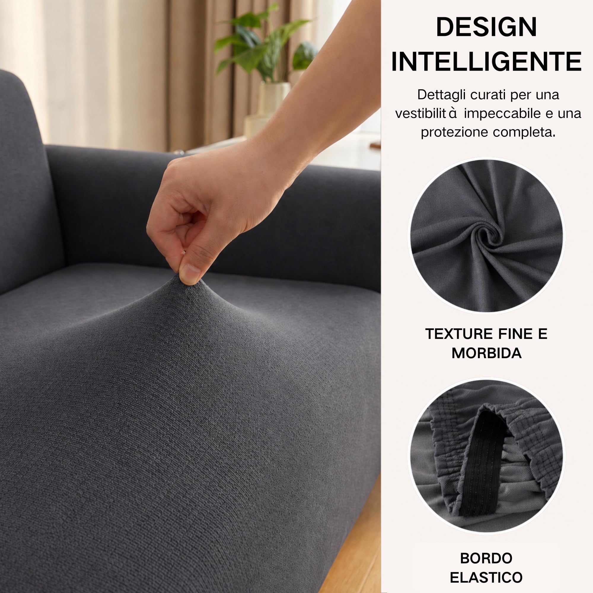 VKZ Funda de sofá elástica Impermeable de poliéster para 1/2/3/4 plazas, Tejido elástico Resistente al Agua, Protección para sofá contra Manchas, líquidos y Mascotas-2 plazas-Gris Oscuro