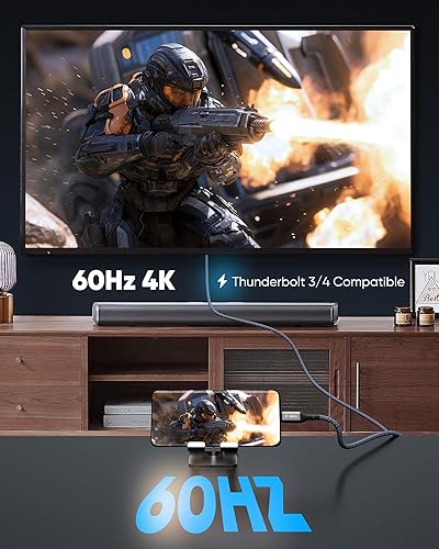 Miniatura 5 de Highwings Cable USB C a HDMI de 6 pies (4K a 60 Hz), cable USB 3.1 tipo C a HDMI 2.0, compatible con Thunderbolt 34 para iPhone 15 ProMax, MacBook